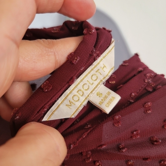 MODCLOTH Burgundy Pam Breeze-ly Long-Sleeve Tunic - Women SMALL - Picture 6 of 12